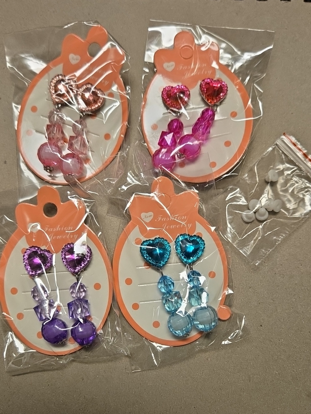 Kids Heart Dangle Earrings - Pink, Purple, Blue, Bright Pink